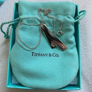 Tiffany & Co. Diamond Loving Heart Bar Necklace